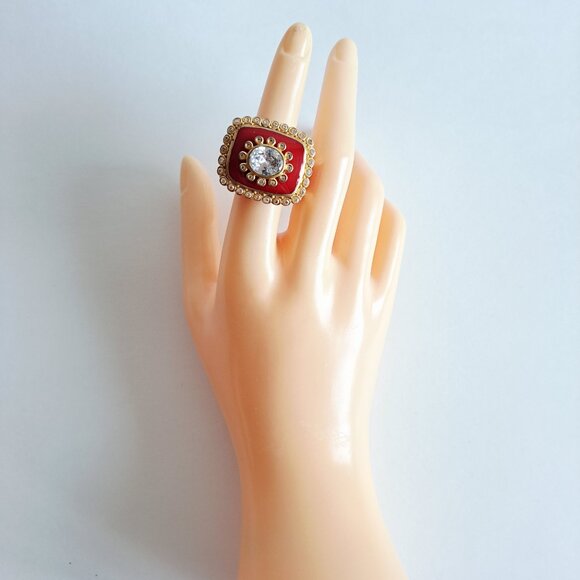 New Women's Red Resin Cubic Zirconia Ring Size 7 - Picture 11 of 13